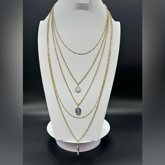 Catherine Malandrino Stunning Gold Tone Multilayer Long Necklace - Picture 5 of 12